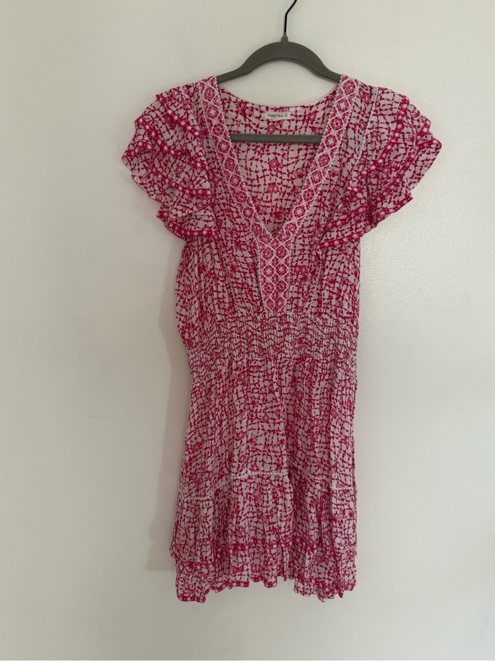 Poupette St. Barth Dress Camila Mini Ruffle Tiered in Pink Print - Picture 2 of 4